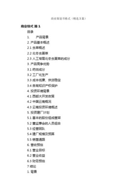 商業(yè)策劃書(shū)格式模板